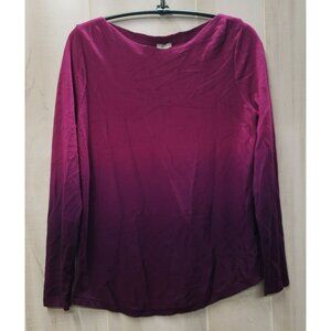 Chicos Pink Purple Ombre Bateau Neck Sweater Sz 0 Small Long Sleeve Rayon Blend